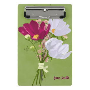 Rosa und weiße Cosmos-Blumenstrauß Mini-Clipboard Mini Klemmbrett