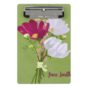Rosa und weiße Cosmos-Blumenstrauß Mini-Clipboard Mini Klemmbrett