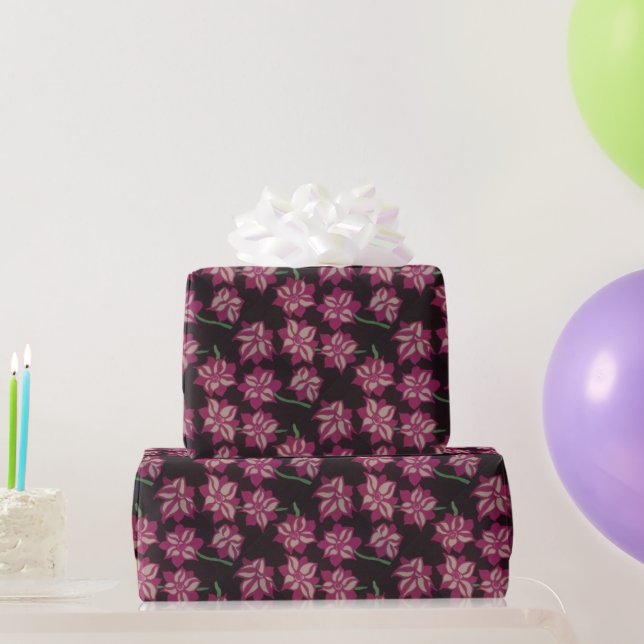 Rosa und weiße Dahlia-Muster Geschenkpapier (Partygeschenke)