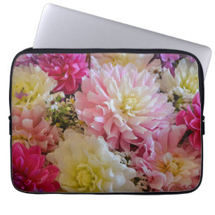 Rosa und weiße Dahlien-Blume Laptopschutzhülle