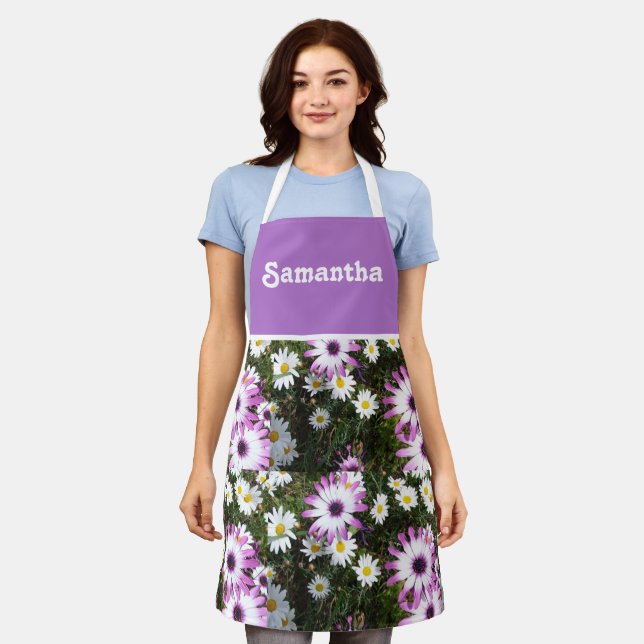 Rosa und weiße Daisy Daisis Blume Schürze (Getragen)