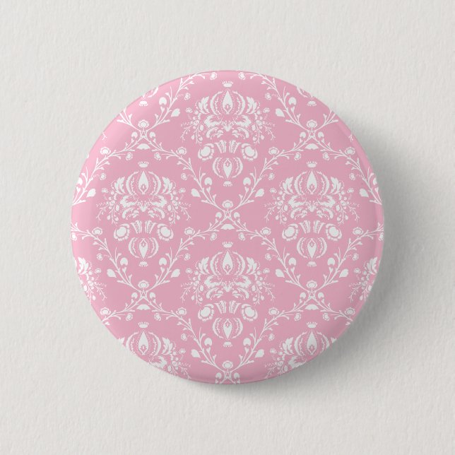 Rosa und weiße Damast Button (Vorderseite)
