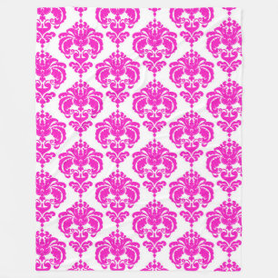 Rosa und weiße Damast-Muster Chic Elegant Trendig Fleecedecke