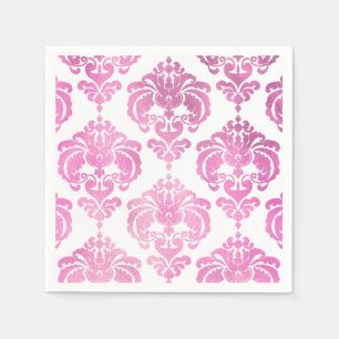 Rosa und weiße Damast-Vintage-Hochzeitsfeier Serviette