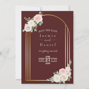 Rosa und weiße dämmerungsrosenblüten Hochzeit Save The Date