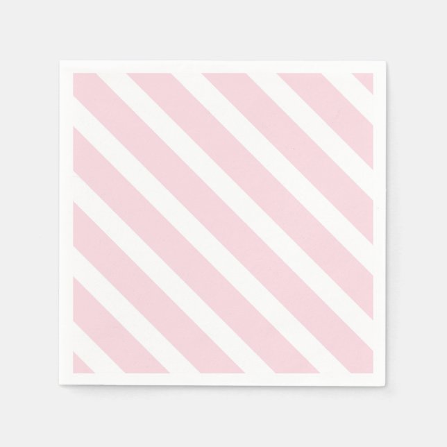 Rosa und weiße, diagonal gestreifte Muster Serviette (Vorderseite)