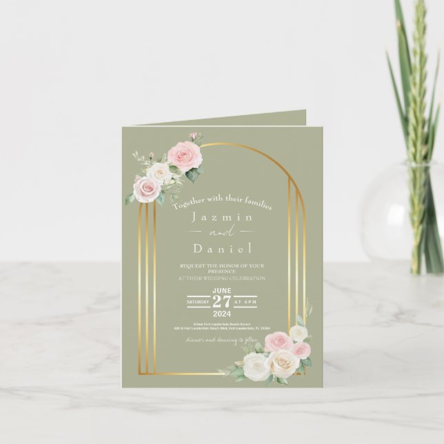 Rosa und weiße Duskyblüten Einladung zur Hochzeit (Vorderseite)