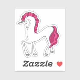 Rosa und weiße Einhornaufkleber Aufkleber