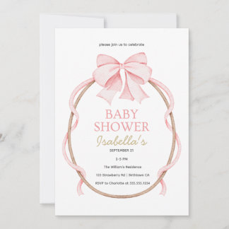 Rosa und Weiße Elegante Babyparty Einladung
