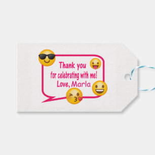 Rosa und weiße, emoji danken Ihnen etikettiert Geschenkanhänger