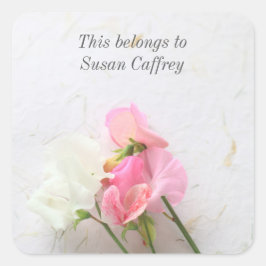 Rosa und weiße Erbsen Buchzeichen Quadratischer Aufkleber