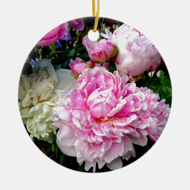 Rosa und weiße Erdnüsse Keramik Ornament (Vorne)