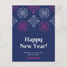 Rosa und weiße Feuerwerke glücklich Neues Jahr Postkarte