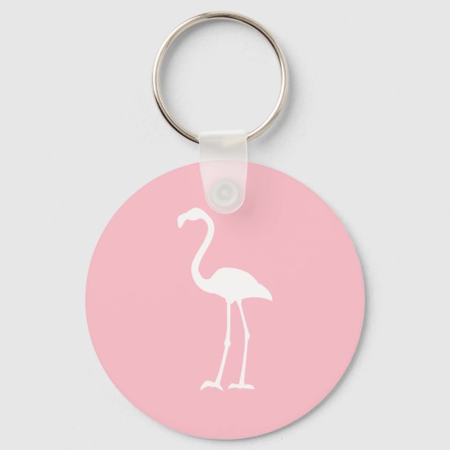 Rosa und weiße Flamingo Schlüsselanhänger (Vorderseite)