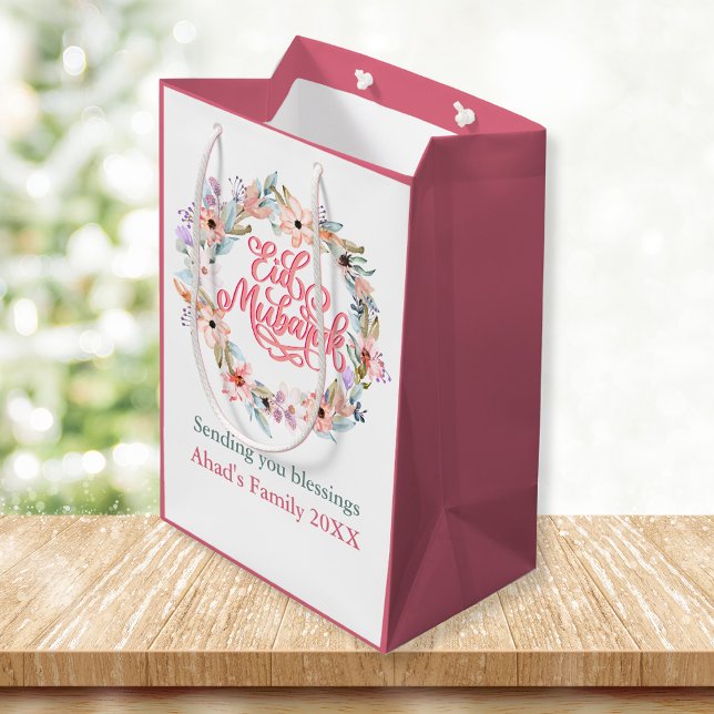 Rosa und weiße Flora Mubarak Geschenktasche Mittlere Geschenktüte (Von Creator hochgeladen)