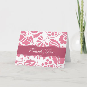 Rosa und weiße florale Hochzeits-Dankeskarten Dankeskarte