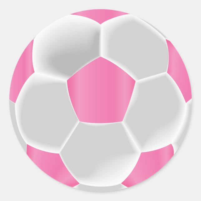 Rosa und weiße Fußball Runder Aufkleber (Vorderseite)