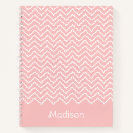 Rosa und weiße geschwungene Chevron-Zickzack-Muste Notizbuch