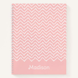 Rosa und weiße geschwungene Chevron-Zickzack-Muste Notizbuch
