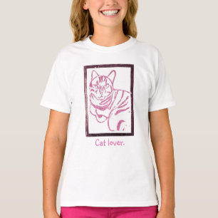 Rosa und weiße gestreifte Katze in Rahmen, Hemden T-Shirt