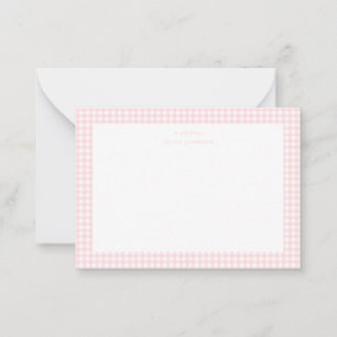 Rosa und weiße Gingham Girl-Note Mitteilungskarte