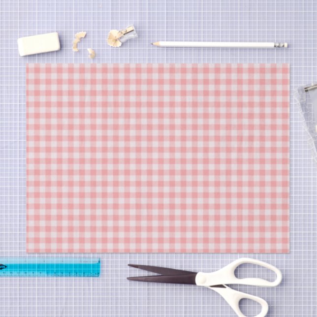 Rosa und weiße Gingham kariert Seidenpapier (Handwerk)