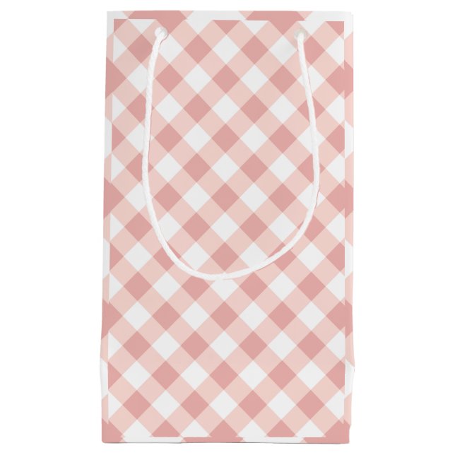 Rosa und weiße Gingham-Karos - Geschenktüte (Vorderseite)