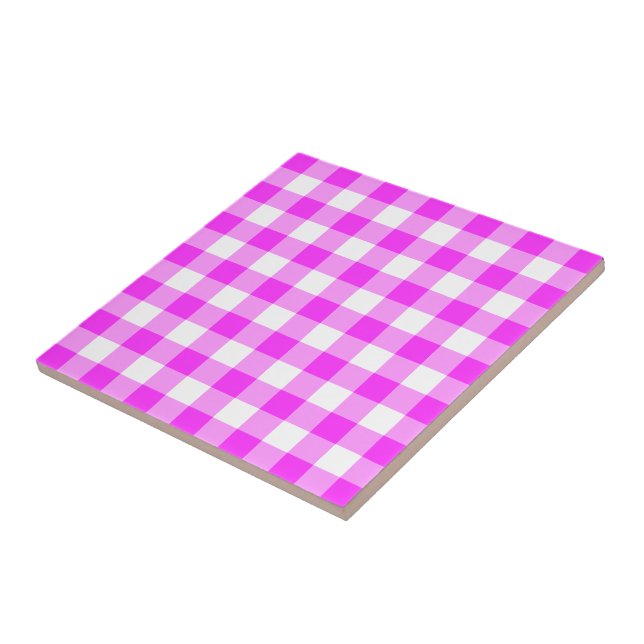 Rosa und weiße Gingham-Muster Fliese (Seite)