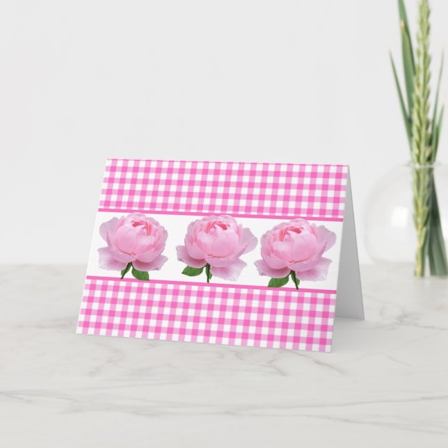 Rosa und weiße Gingham-Rose - Leere Inside Card Karte (Vorderseite)