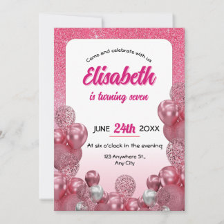 Rosa und Weiße Glitzer Einladung zum Geburtstag