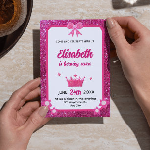 Rosa und Weiße Glitzer Einladung zum Geburtstag