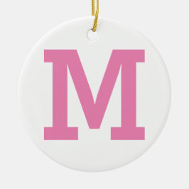 Rosa und weiße große Anfangsbuchstabe Solid Color Keramik Ornament