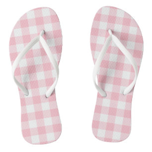 Rosa und weiße große Gingham-Karos Flip Flops