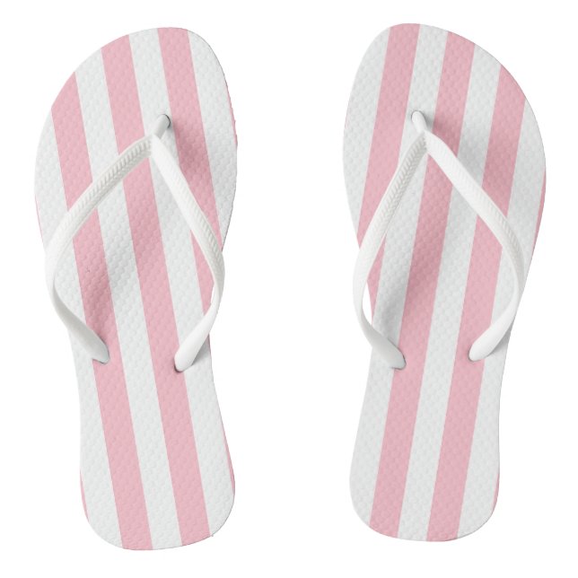 Rosa und weiße große vertikale Streifen Flip Flops (Fußbett)