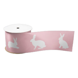 Rosa und Weiße Hasensilhouetten Cute Ostern Satinband