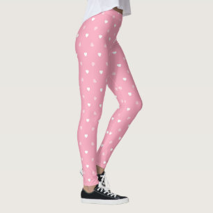Rosa und weiße Herzen auf rosa Leggings