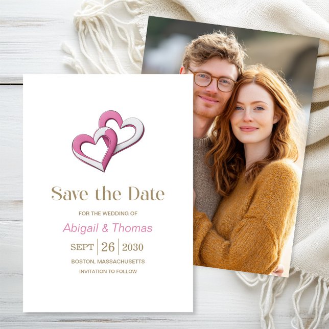 Rosa und Weiße Herzen Hochzeit Save The Date (Von Creator hochgeladen)