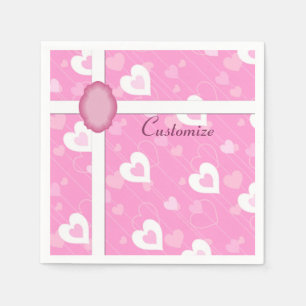Rosa und weiße Herzen Muster Napkins Serviette