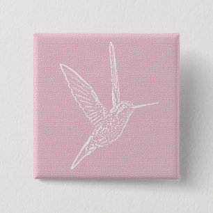 Rosa und Weiße Hummingvogel Button