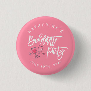 Rosa und weiße Junggesellinnenparty-Buttons Button