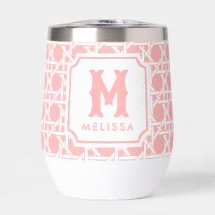 Rosa und Weiße Kanne   Rattan   Monogramm