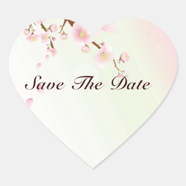 Rosa und weiße Kirschblüte Naturdesign Herz-Aufkleber (Vorderseite)