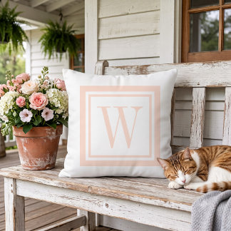 Rosa und weiße, klassische Monogramm Kissen