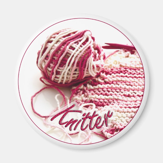 Rosa und weiße Knitter Magnet (Vorne)