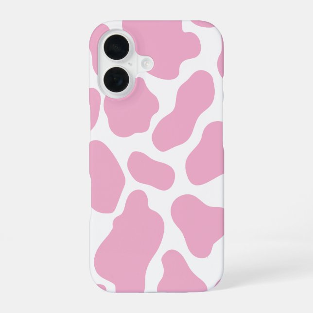 Rosa und weiße Kuh Print iPhone 16 Fall Hülle (Rückseite)