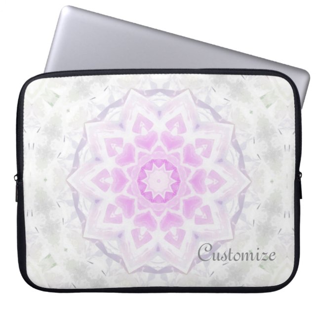 Rosa und Weiße Lacy Kaleidoskop Hörsleeve Laptopschutzhülle (Vorderseite)
