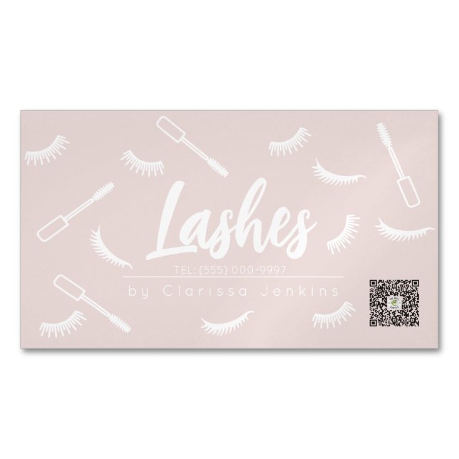 Rosa und weiße Lashes Eyelash Extensions Make-up Magnetische Visitenkarte (Vorderseite)