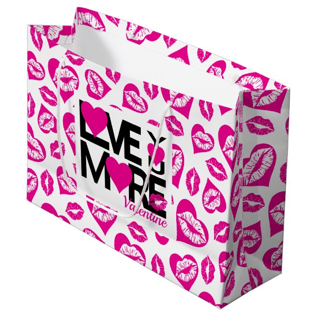 Rosa und weiße Liebe Mehr Große Geschenktüte (Vorderseite Schrägansicht)