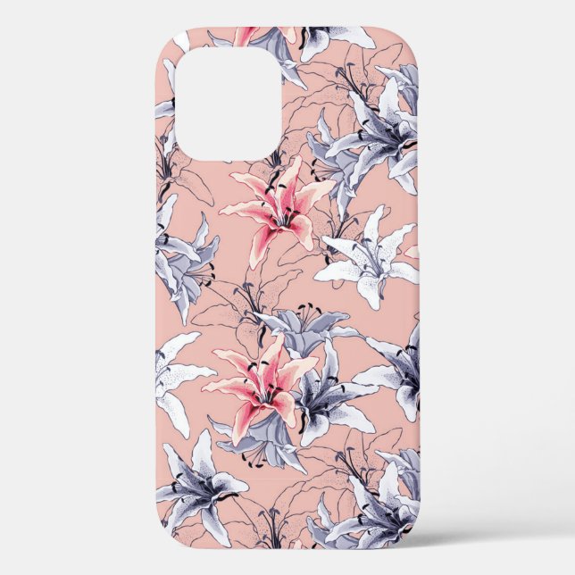 Rosa und weiße Lilien Case-Mate iPhone Hülle (Rückseite)