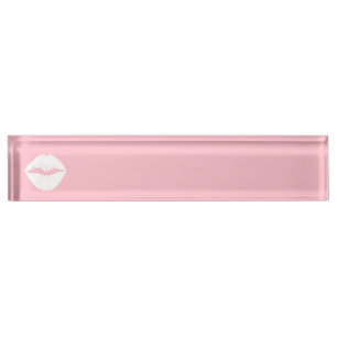 Rosa und weiße Lippen Namensplakette